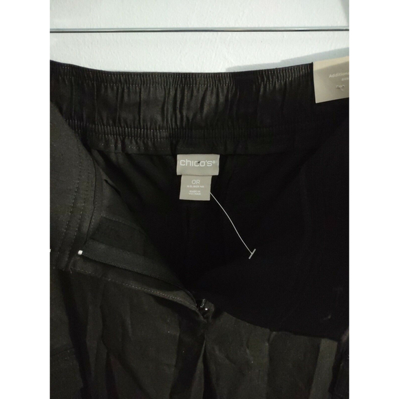 Chico's Black Cargo Ankle Pants Size 0R (4R) NWT Linen Blend - Picture 6 of 8